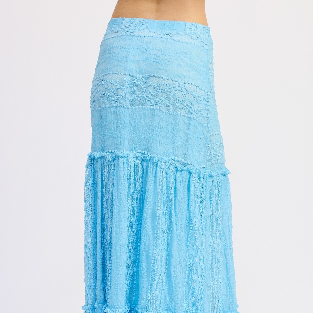 Sky Blue Lace Maxi Skirt - Picture 3 of 3